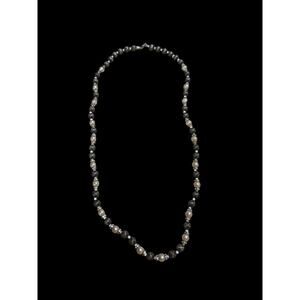 Faux pearl and diamond silver and white necklace